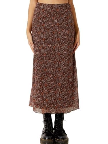 Avanova Bohemian Ditsy Floral Midi Skirt — A Brown