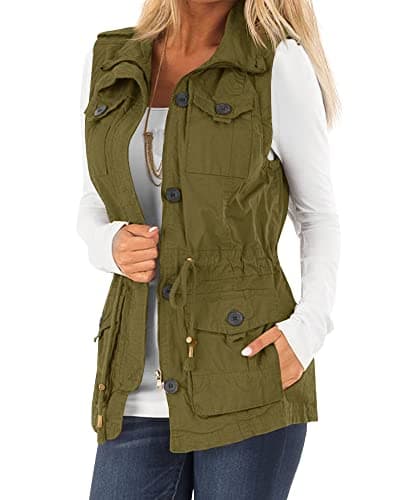 Casual Military Utility Vest for Women — Army Green