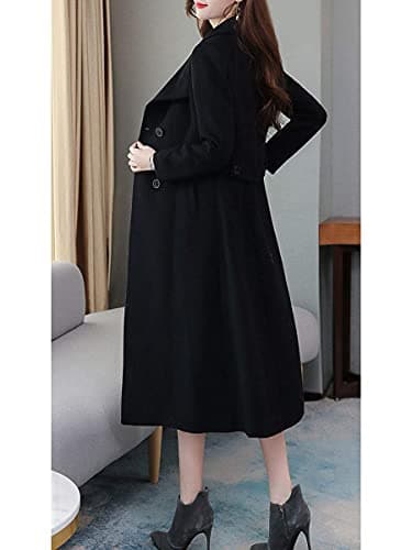 Ebossy Women's Slim Fit Below Knee Wool Trench Coat