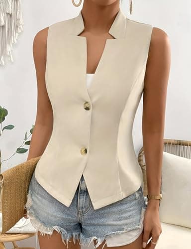 2024 Women's V Neck Sleeveless Suit Vest
