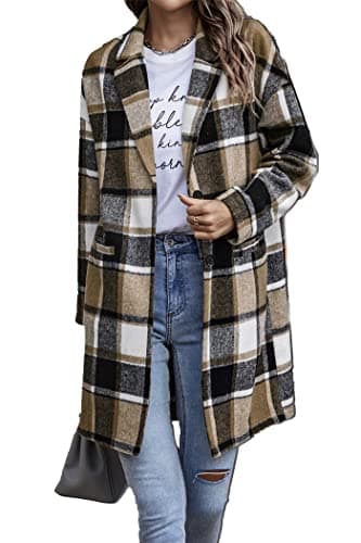 PrettyGarden Women's Plaid Winter Jacket With Pockets