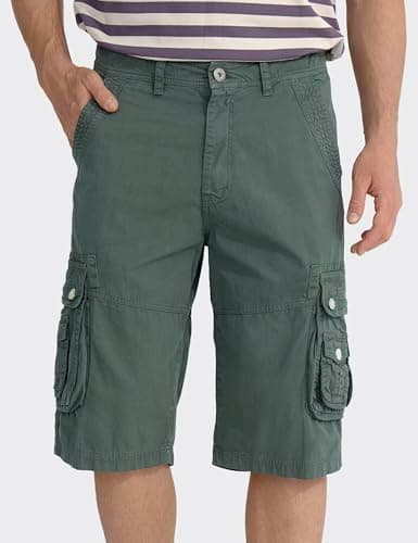 Best South Men's Comfortable Twill Cargo Shorts with Multiple Pockets — Light Green