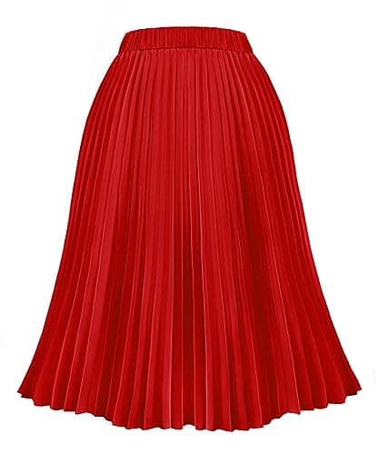 Carcos Plus Size High Waist Flowy A-Line Mini/Midi Skirt XL-5XL — A851-red