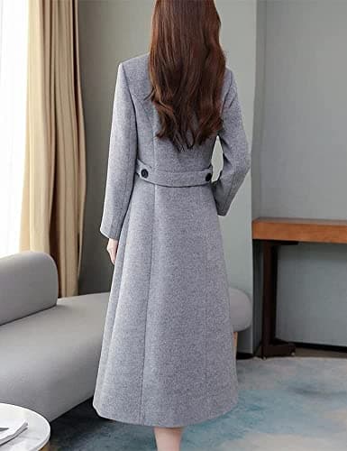 Women's Vintage Double Breasted Long Wool Pea Coat