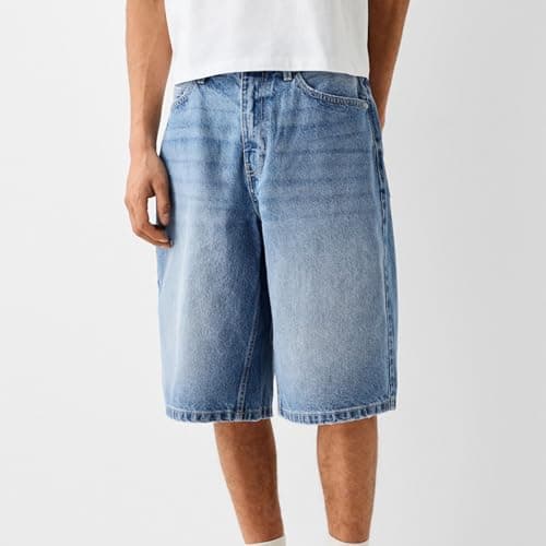 Winioder Men's Casual Baggy Jeans Shorts Wide Leg Denim Jorts