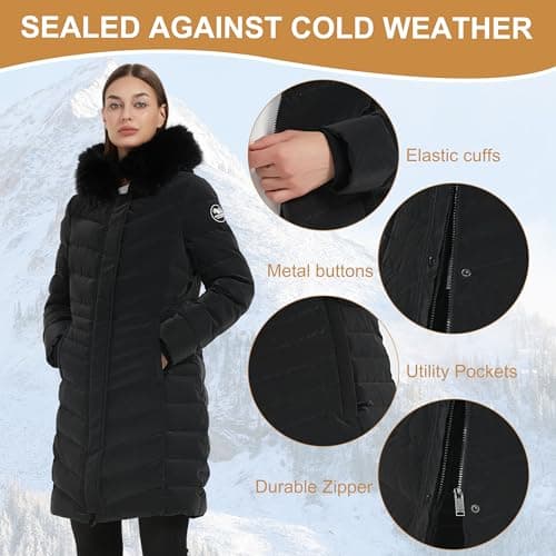Molemsx Women's Thick Faux Fur Parka Jacket, Warm Hooded Down Alternative XS-XXL
