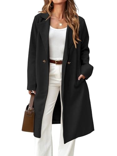 IDEALSANXUN Women's Long Wool Notch Lapel Trench Coat