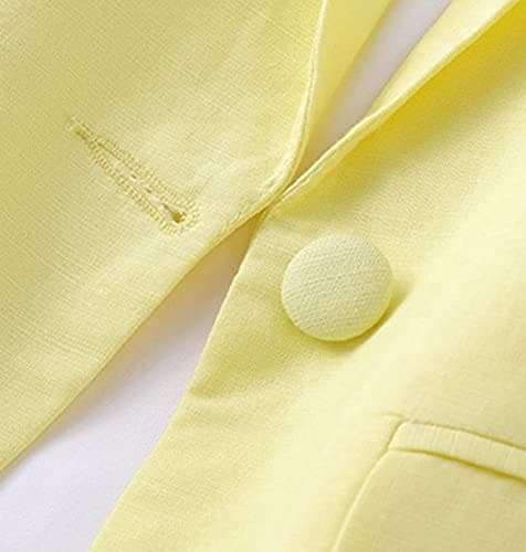 Jofemuho Women's Casual Solid Cotton Linen 3/4 Sleeve Short Work Blazer Jacket with Pocket