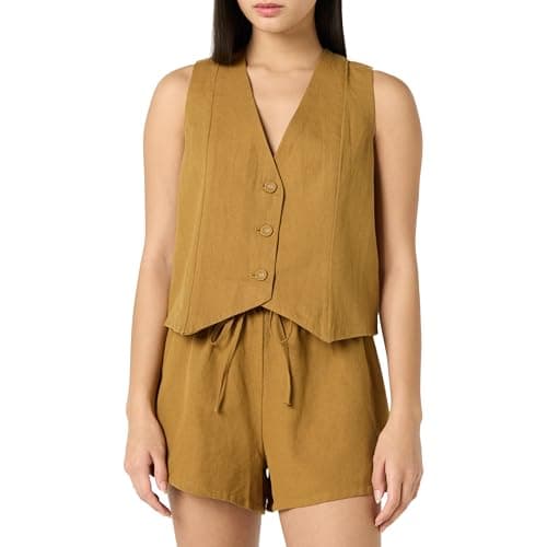 Women's ESMA Linen Vest from The Drop — Mustard