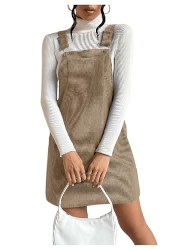 Milumia Women's Corduroy Button Front Mini Pinafore Dress with Pocket