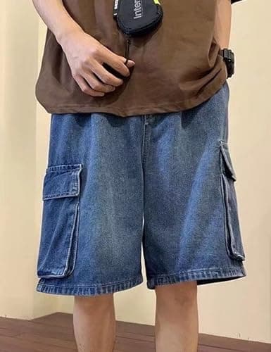 Fexrory Men's Y2K Blue Denim Shorts