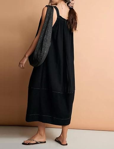 Yeokou Women's Midi Travel Dress with Adjustable Straps and Big Pockets