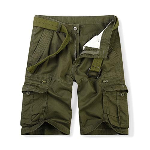 OCHENTA Men's Cargo Shorts with Zipper Pockets, Casual SummerOutdoor Work — Army Green