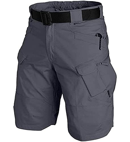 YAXHWIV Men's Tactical Waterproof Hiking Fishing Shorts Regular — Grey