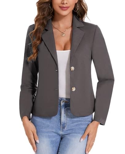 MintLimit Linen Blazer for Women Lightweight Casual Work Jacket — Grey