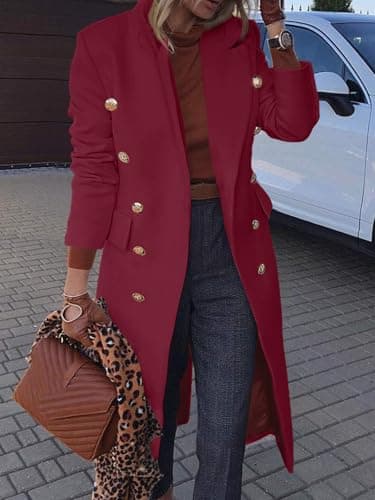 BZB Women's Elegant Wool Blend Pea Coat Jacket