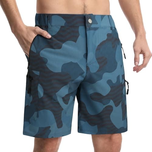 Suwangi Men's Quick-Dry Hiking Cargo Shorts with Multipocket — Camouflage Blue