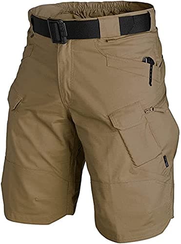 AUTIWITUA Men's Waterproof Tactical Cargo Shorts for Hiking and Fishing — Brown