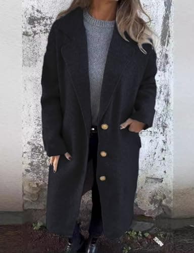 IDEALSANXUN Long Wool Coats for Women Trendy Peacoat Trench Coat