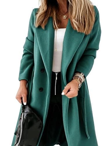 Hooever Women's Mid-Length Double Breasted Wool Blend Peacoat — Teal