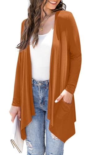 Veryoung Women's Lightweight Floral Long Sleeve Cardigan with Pockets — A16-brown