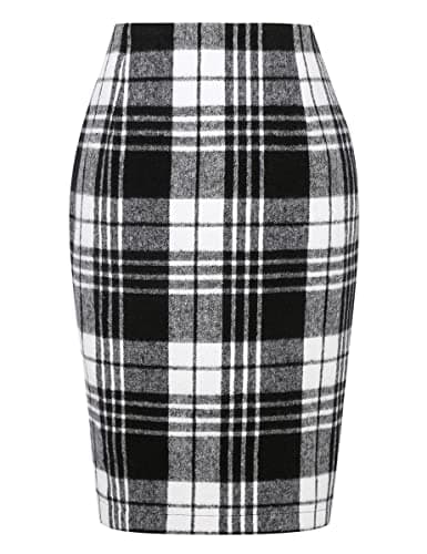 2024 Fall/Winter Plaid Midi Skirt for Women — Black