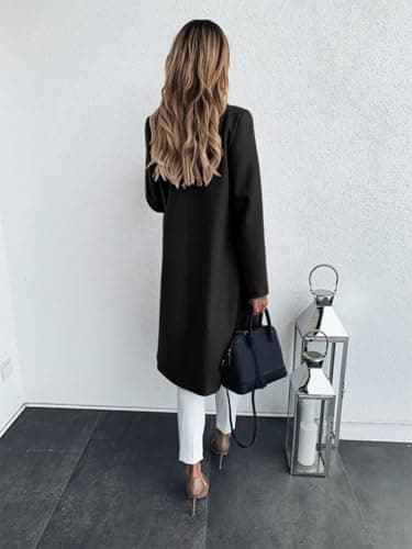 IDEALSANXUN Women's Long Wool Trench Coat Fall Winter Notch Lapel Peacoat