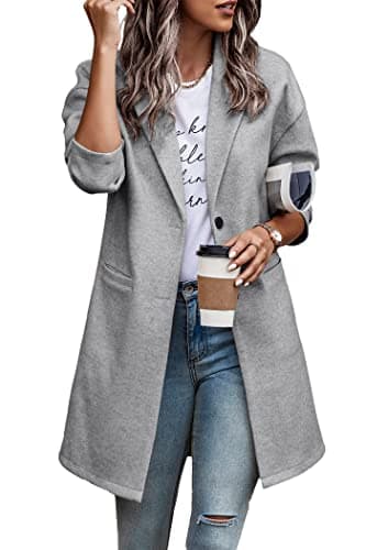 PrettyGarden Women's Plaid Winter Jacket With Pockets — Solid Light Grey
