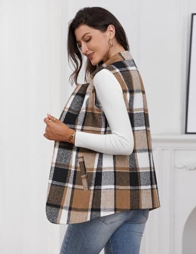 Plaid Wool Vest for Women: Casual Fall/Winter Sleeveless Blazer