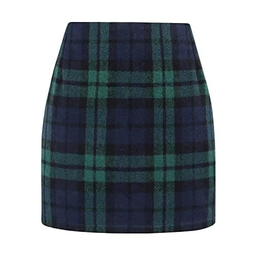 Women's Plaid Wool Mini Skirt for Fall and Winter