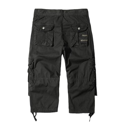 AOYOG Men's 3/4 Cargo Shorts Relaxed Fit Cotton Capri Pants