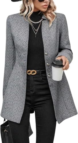 Yoeasy Women's Mid-Length Wool Blend Pea Coat