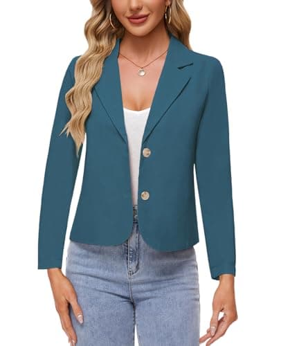 MintLimit Linen Blazer for Women Lightweight Casual Work Jacket — Blue