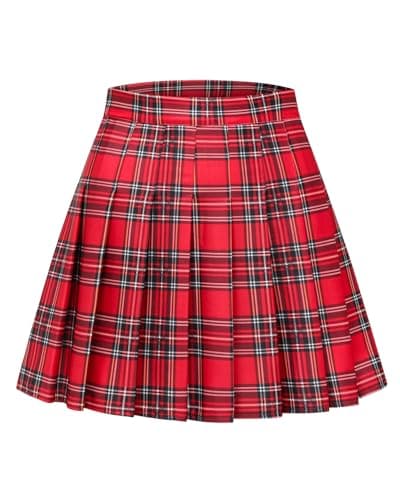Shestellar Women's Comfortable High-Waist Pleated Mini Skirt