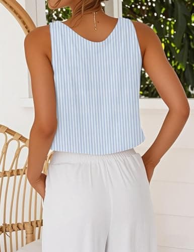 IDEALSANXUN Women's Cotton Linen Crop Top Summer Sleeveless Tops