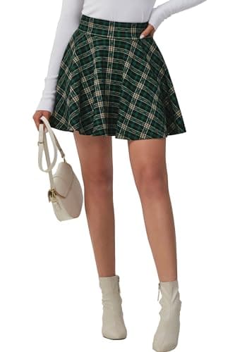 DJT Women's Flared Pleated Mini Skater Skirt with Shorts