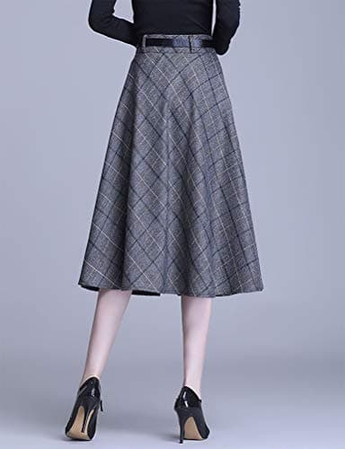 Plaid High Waist Aline Midi Skirts for Women