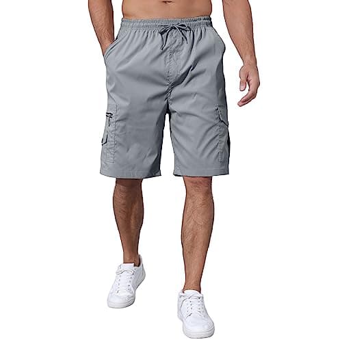 CTU Men's Elastic Waist Cargo Shorts with Multi-Pocket — Lightgray