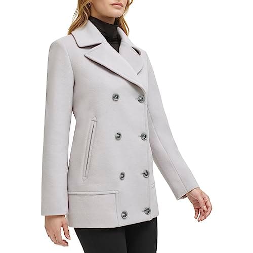 Kenneth Cole Women's Wool Coat with Double BREAST Notch Collar Button Details