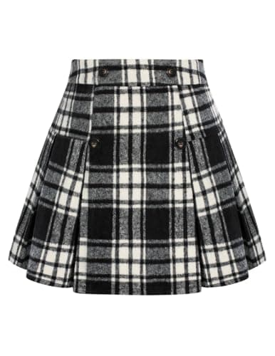 Women's 2024 Plaid Mini Skirt by Kate Kasin — Black White