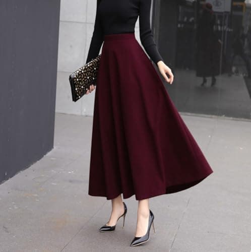 Vintage Wool Plaid Skirt for Women Fall Winter