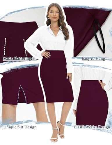 Women's High Waist Pencil Skirt for Business Casual