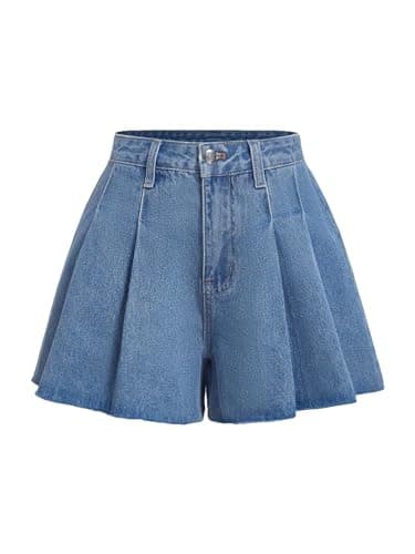 High Waisted Wide Leg Denim Shorts