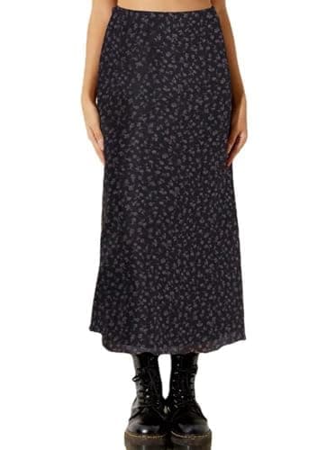 Avanova Bohemian Ditsy Floral Midi Skirt — A Black Purple