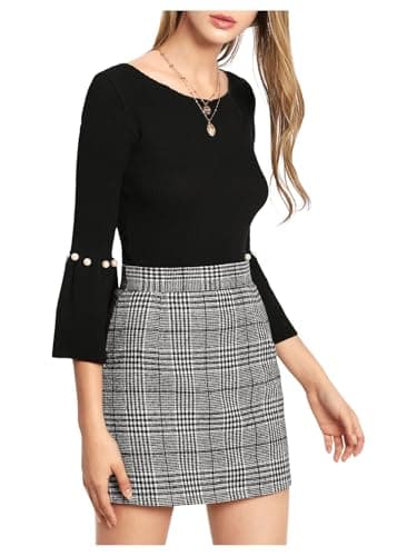 Floerns Women's Plaid High Waist Mini Skirt