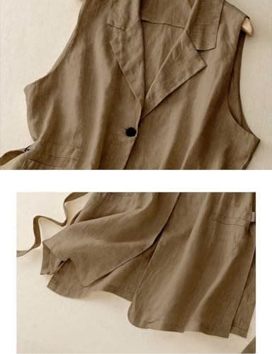 Cotton Linen Sleeveless Vest for Women