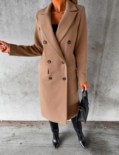 Womens Long Wool Trench Coat for Fall and Winter