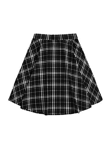 Y2K Plaid High-Waist A-Line Skirt for Women — Black Aline