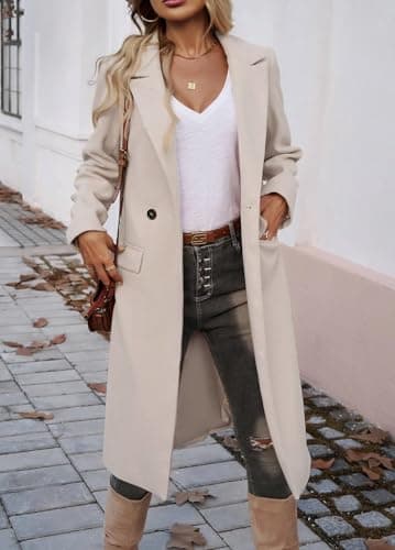 IDEALSANXUN Women's Long Wool Trench Coat Peacoat Jackets