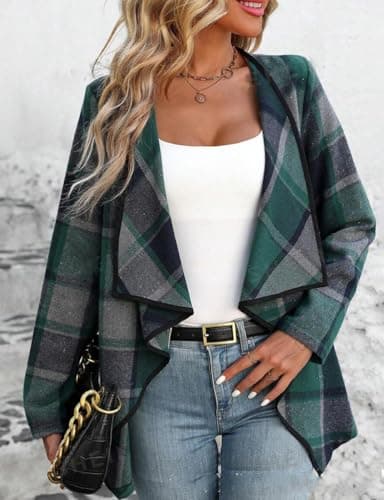 Women's IDEALSANXUN Wool Plaid Jacket - Trendy Fall Winter Coat